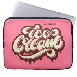 Aangepaste naam en kleur Ice Cream-laptophoezen Laptop Sleeve