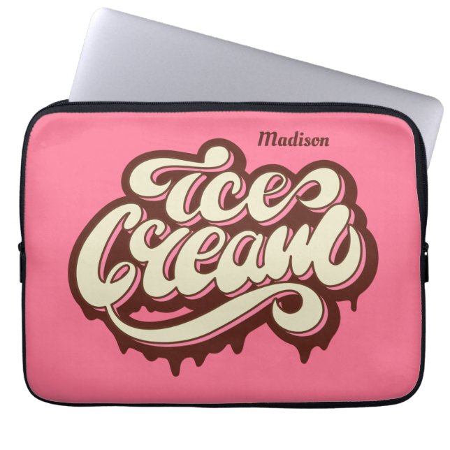 Aangepaste naam en kleur Ice Cream-laptophoezen Laptop Sleeve (Voorkant)