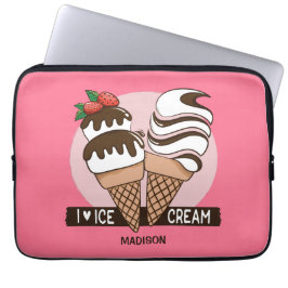 Aangepaste naam en kleur Ice Cream Lover-laptophoe Laptop Sleeve