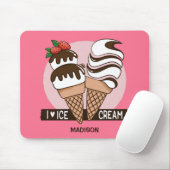 Aangepaste naam en kleur Ice Cream Lover mousepad Muismat (Met muis)