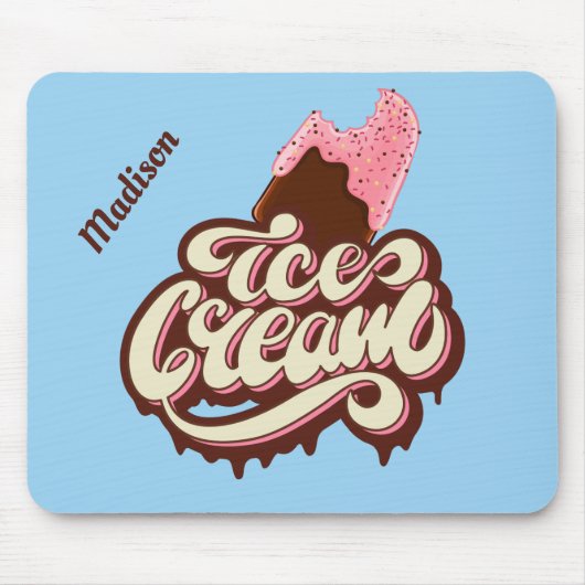 Aangepaste naam en kleur Ice Cream mousepad Muismat (Voorkant)