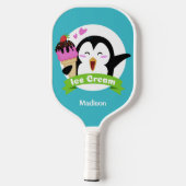 Aangepaste naam en kleur Ice Cream Penguin Pickleball Paddle (Achterkant)