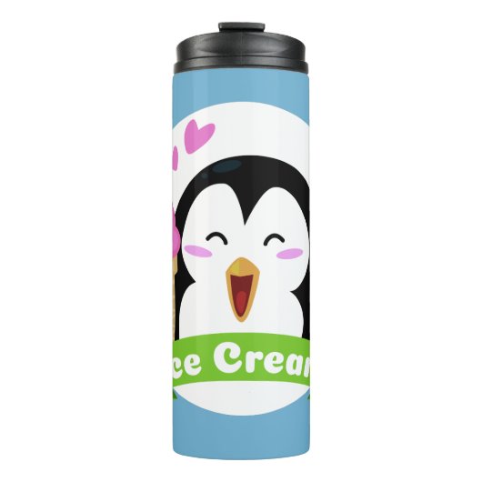 Aangepaste naam en kleur Ice Cream Penguin-tumbler Thermosbeker (Voorkant)
