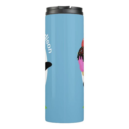 Aangepaste naam en kleur Ice Cream Penguin-tumbler Thermosbeker (Achterkant)