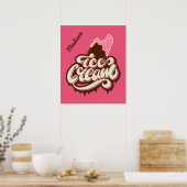 Aangepaste naam en kleur Ice Cream-poster Poster (Keuken)