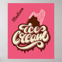 Aangepaste naam en kleur Ice Cream-poster