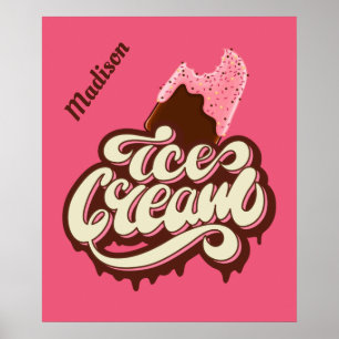 Aangepaste naam en kleur Ice Cream-poster Poster