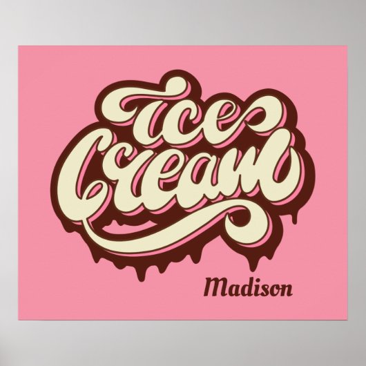 Aangepaste naam en kleur Ice Cream-poster Poster (Voorkant)