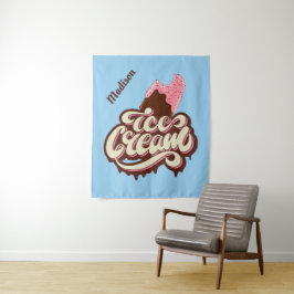 Aangepaste naam en kleur-Ice Cream tapestry Wandkleed