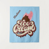 Aangepaste naam en kleur-Ice Cream tapestry Wandkleed (Voorkant)