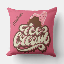 Aangepaste naam en kleur Ice Cream werpen kussens