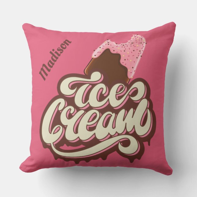 Aangepaste naam en kleur Ice Cream werpen kussens (Voorkant)