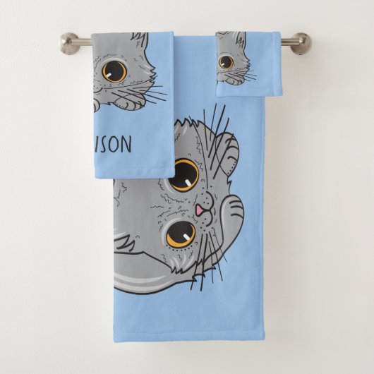 Aangepaste naam en kleur Kute Kittens-handdoekset Bad Handdoek (Insitu)