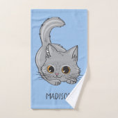 Aangepaste naam en kleur Kute Kittens-handdoekset Bad Handdoek (Handdoek)