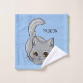 Aangepaste naam en kleur Kute Kittens-handdoekset Bad Handdoek (Wasdoekje)