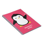 Aangepaste naam en kleur leuke pinguïn notitieboek (Rechterzijde)