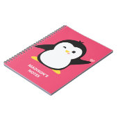Aangepaste naam en kleur leuke pinguïn notitieboek (Linkerzijde)