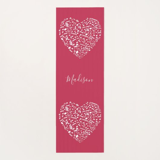 Aangepaste naam en kleur Musical Hearts yoga mat (Achterkant)