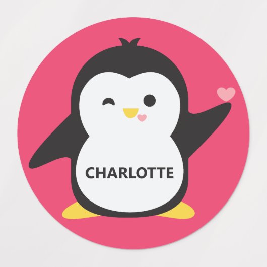 Aangepaste naam en kleur Penguin Labels (Design 2)