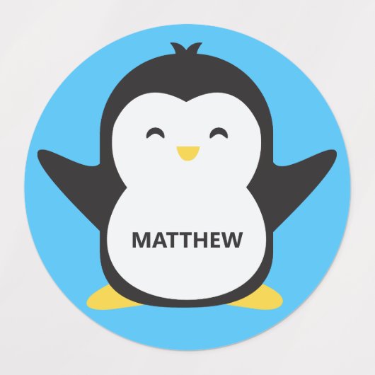 Aangepaste naam en kleur Penguin Labels (Design 1)