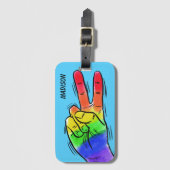 Aangepaste naam en kleur Rainbow Peace Bagagelabel (Voorkant (verticaal))