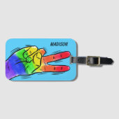 Aangepaste naam en kleur Rainbow Peace Bagagelabel (Voorkant (horizontaal))