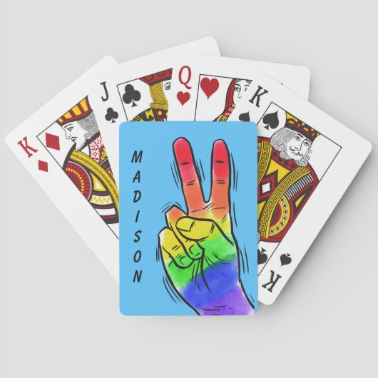 Aangepaste naam en kleur Rainbow Peace-kaarten Pokerkaarten (Achterkant)