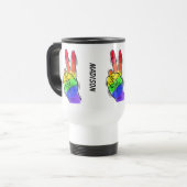Aangepaste naam en kleur Rainbow Peace-mokken Reisbeker (Voorkant links)
