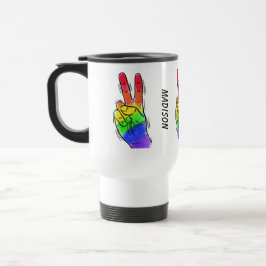 Aangepaste naam en kleur Rainbow Peace-mokken Reisbeker