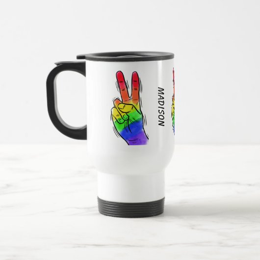 Aangepaste naam en kleur Rainbow Peace-mokken Reisbeker (Links)