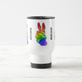 Aangepaste naam en kleur Rainbow Peace-mokken Reisbeker (Center)