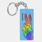 Aangepaste naam en kleur Rainbow Peace-sleutelkete Sleutelhanger (Voorkant Links)