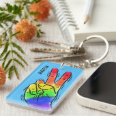 Aangepaste naam en kleur Rainbow Peace-sleutelkete Sleutelhanger (Voorkant Rechts)
