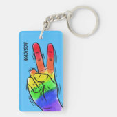 Aangepaste naam en kleur Rainbow Peace-sleutelkete Sleutelhanger (achterkant)