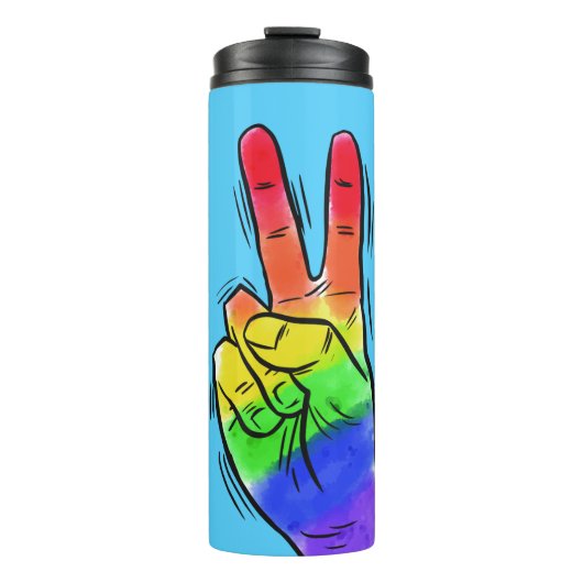 Aangepaste naam en kleur Regenboog Vredesbeker Thermosbeker (Voorkant)