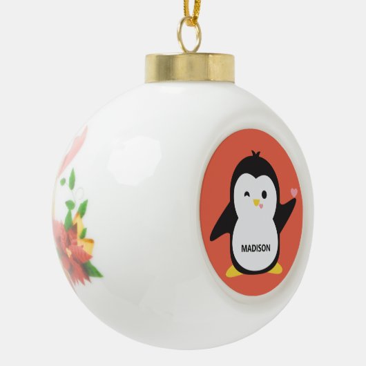 Aangepaste naam en kleur schattige pinguïn keramische bal ornament (Links)