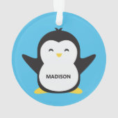 Aangepaste naam en kleur schattige pinguïn ornament (achterkant)