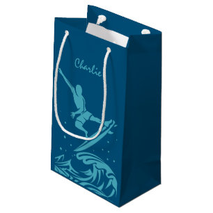 Aangepaste naam en kleur Surfer-cadeautas Klein Cadeauzakje