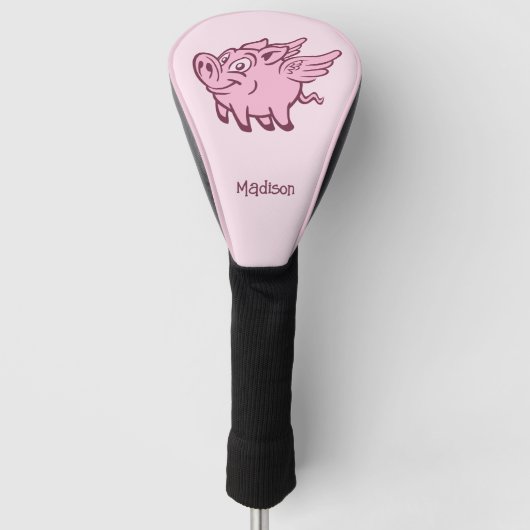 Aangepaste naam en kleur vliegende varken golfheadcover (Voorkant)