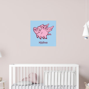 Aangepaste naam en kleur vliegende varken poster