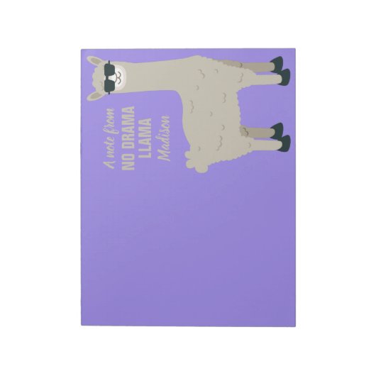 Aangepaste naam en kleur voor Cool Llama Notitieblok (Linkerzijde)