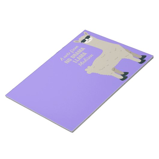 Aangepaste naam en kleur voor Cool Llama Notitieblok (Schuin)