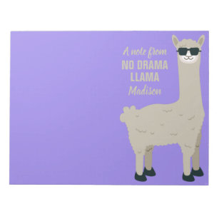Aangepaste naam en kleur voor Cool Llama Notitieblok