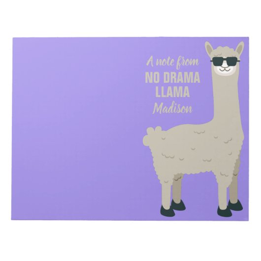 Aangepaste naam en kleur voor Cool Llama Notitieblok (Voorkant)