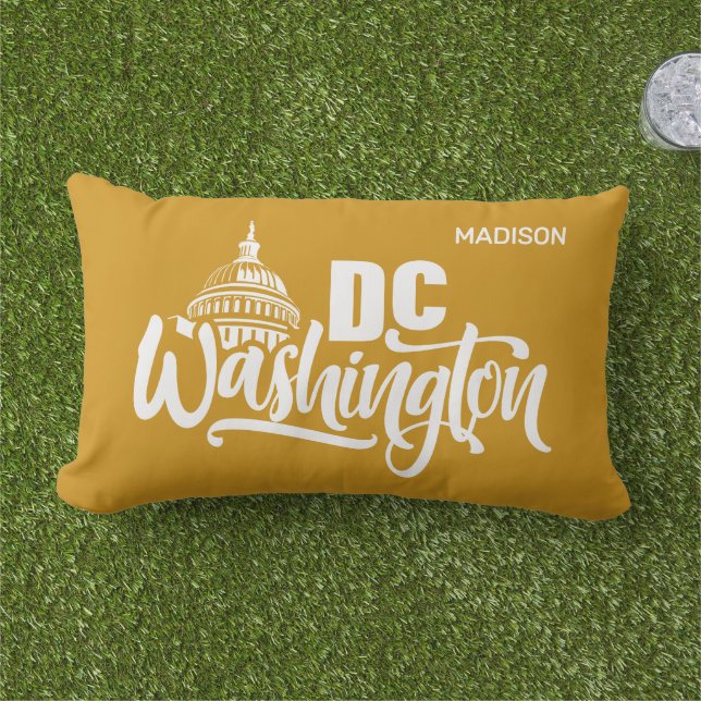 Aangepaste naam en kleur Washington DC Buitenkussen (Gras)