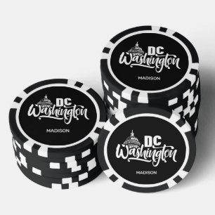 Aangepaste naam en kleur Washington DC Poker Chips