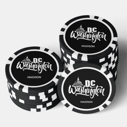 Aangepaste naam en kleur Washington DC Poker Chips (Opstapeling)