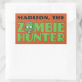 Aangepaste naam en kleur Zombie Hunter-stickers Rechthoekige Sticker (Tas)