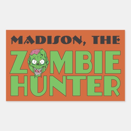 Aangepaste naam en kleur Zombie Hunter-stickers Rechthoekige Sticker (Voorkant)