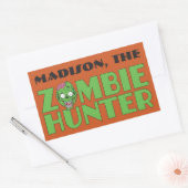 Aangepaste naam en kleur Zombie Hunter-stickers Rechthoekige Sticker (Envelop)
